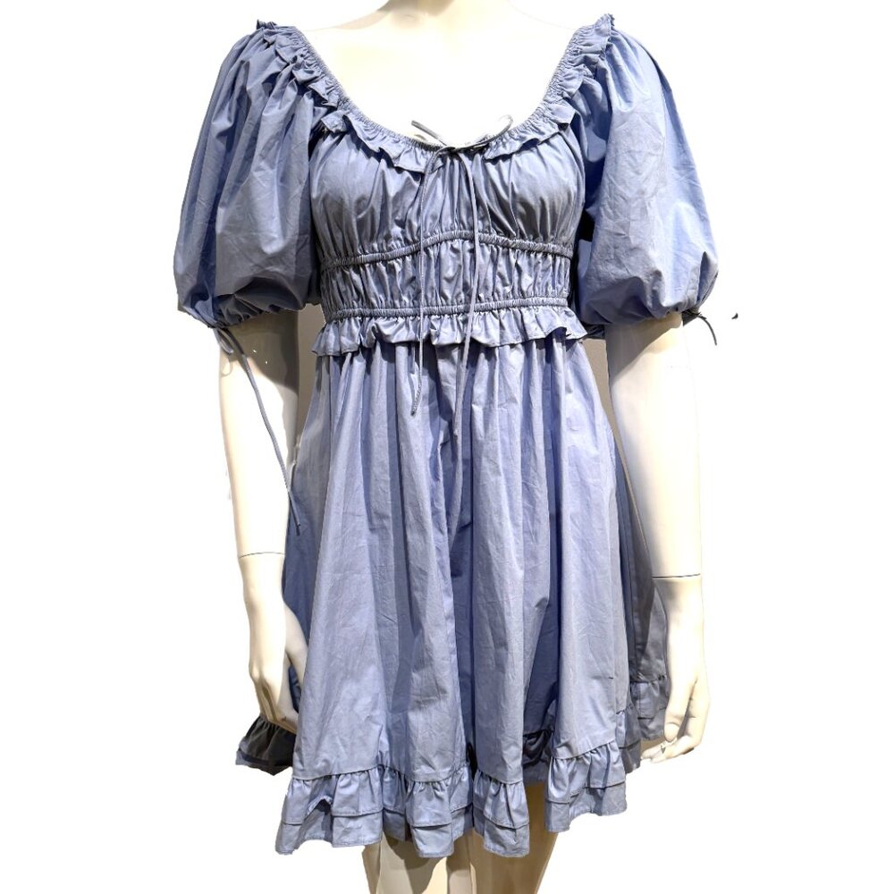 NWT En Saison Danielle Puff Sleeve Mini Dress White Smocked Cotton Size Small - Picture 6 of 9